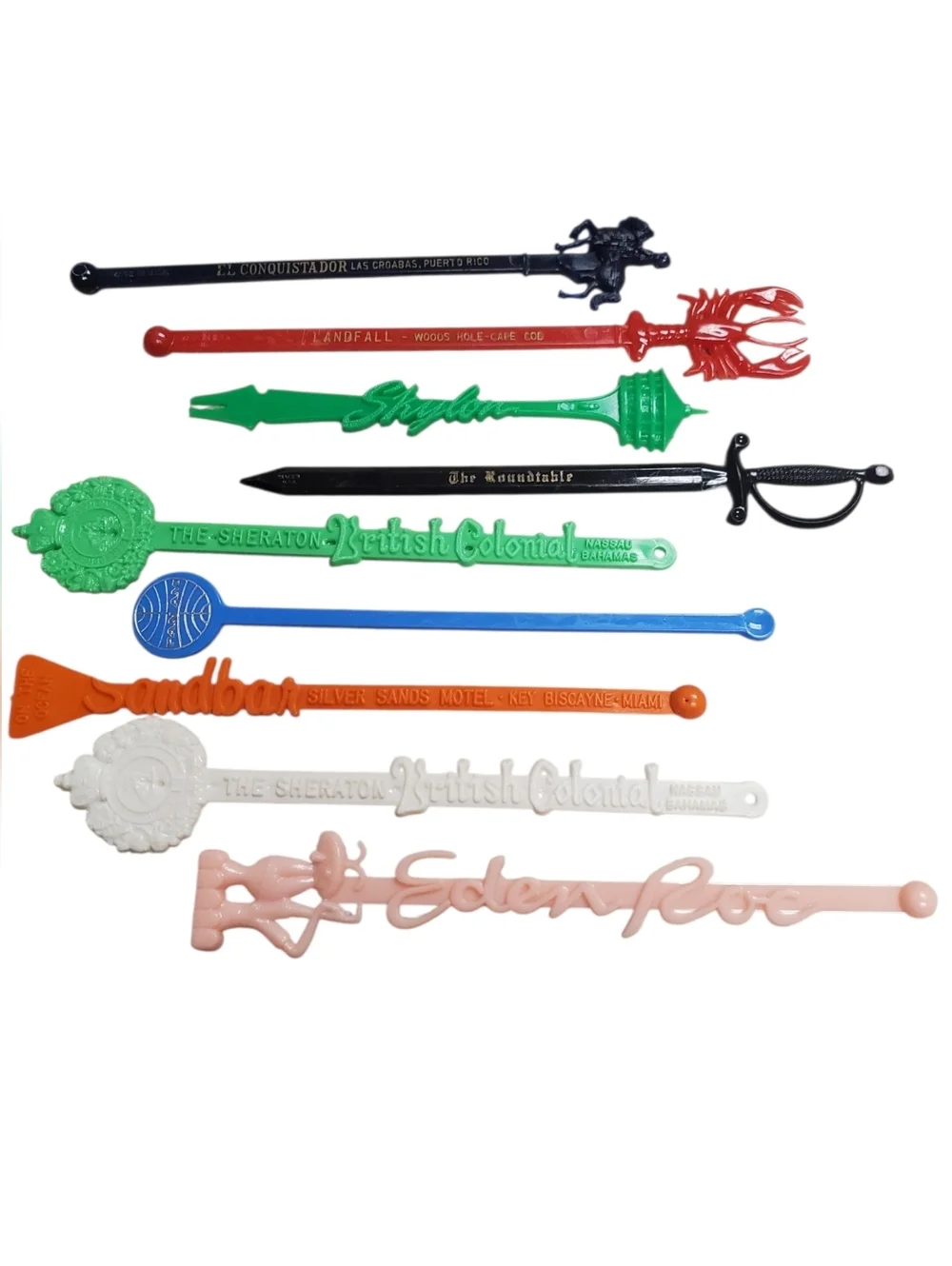 Vintage Mid-Century Resort & Hotel Swizzle Stick Lot (9 Pieces)